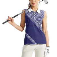 Tonga Queen Salote College Women Sleeveless Polo Shirt 100 Years Anniversary Navy Color