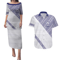 Tonga Queen Salote College Couples Matching Puletasi and Hawaiian Shirt 100 Years Anniversary White Color