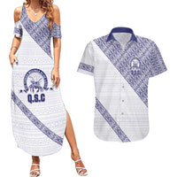 Tonga Queen Salote College Couples Matching Summer Maxi Dress and Hawaiian Shirt 100 Years Anniversary White Color