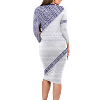 Tonga Queen Salote College Family Matching Long Sleeve Bodycon Dress and Hawaiian Shirt 100 Years Anniversary White Color