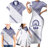 Tonga Queen Salote College Family Matching Short Sleeve Bodycon Dress and Hawaiian Shirt 100 Years Anniversary White Color