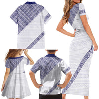 Tonga Queen Salote College Family Matching Short Sleeve Bodycon Dress and Hawaiian Shirt 100 Years Anniversary White Color