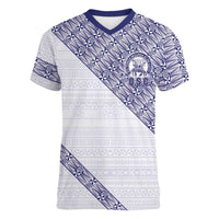 Tonga Queen Salote College Women V-Neck T-Shirt 100 Years Anniversary White Color