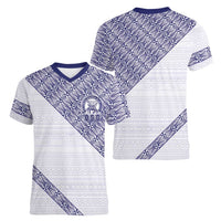 Tonga Queen Salote College Women V-Neck T-Shirt 100 Years Anniversary White Color