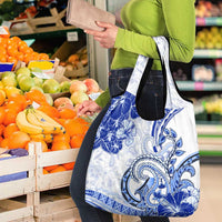 Polynesia Paisley Grocery Bag Mix Navy Polynesian Pattern