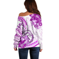 Polynesia Paisley Off Shoulder Sweater Mix Pink Polynesian Pattern LT05 - Polynesian Pride