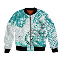 Polynesia Paisley Bomber Jacket Mix Teal Polynesian Pattern LT05 Unisex Teal - Polynesian Pride