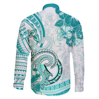 Polynesia Paisley Family Matching Short Sleeve Bodycon Dress and Hawaiian Shirt Mix Teal Polynesian Pattern LT05 - Polynesian Pride