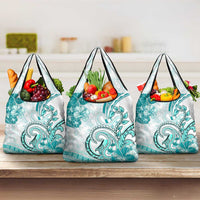 Polynesia Paisley Grocery Bag Mix Teal Polynesian Pattern