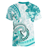 Polynesia Paisley Women V Neck T Shirt Mix Teal Polynesian Pattern LT05 - Polynesian Pride