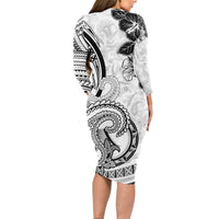 Polynesia Paisley Long Sleeve Bodycon Dress Mix White Polynesian Pattern LT05 - Polynesian Pride