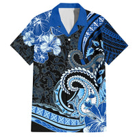 Polynesia Paisley Family Matching Off Shoulder Maxi Dress and Hawaiian Shirt Mix Blue Polynesian Pattern LT05 Dad's Shirt - Short Sleeve Blue - Polynesian Pride