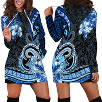 Polynesia Paisley Hoodie Dress Mix Blue Polynesian Pattern LT05 - Polynesian Pride