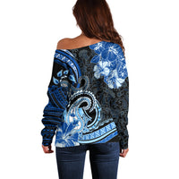 Polynesia Paisley Off Shoulder Sweater Mix Blue Polynesian Pattern LT05 - Polynesian Pride
