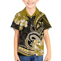 Polynesia Paisley Family Matching Off Shoulder Maxi Dress and Hawaiian Shirt Mix Gold Polynesian Pattern LT05 Son's Shirt Gold - Polynesian Pride