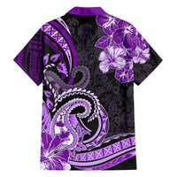 Polynesia Paisley Family Matching Off Shoulder Short Dress and Hawaiian Shirt Mix Purple Polynesian Pattern LT05 - Polynesian Pride