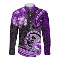 Polynesia Paisley Long Sleeve Button Shirt Mix Purple Polynesian Pattern LT05 Unisex Purple - Polynesian Pride