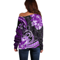 Polynesia Paisley Off Shoulder Sweater Mix Purple Polynesian Pattern LT05 - Polynesian Pride