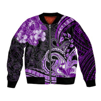 Polynesia Paisley Sleeve Zip Bomber Jacket Mix Purple Polynesian Pattern LT05 Unisex Purple - Polynesian Pride