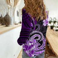 Polynesia Paisley Women Casual Shirt Mix Purple Polynesian Pattern LT05 - Polynesian Pride