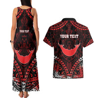 Personalised Easter Island Couples Matching Tank Maxi Dress and Hawaiian Shirt Polynesian Pattern Emblem