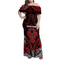 Personalised Easter Island Family Matching Off Shoulder Maxi Dress and Hawaiian Shirt Polynesian Pattern Emblem