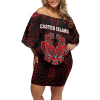 Personalised Easter Island Family Matching Off Shoulder Short Dress and Hawaiian Shirt Polynesian Pattern Emblem