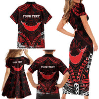 Personalised Easter Island Family Matching Short Sleeve Bodycon Dress and Hawaiian Shirt Polynesian Pattern Emblem LT05 - Polynesian Pride