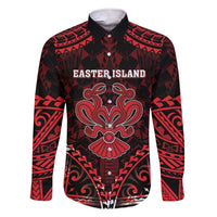 Personalised Easter Island Family Matching Short Sleeve Bodycon Dress and Hawaiian Shirt Polynesian Pattern Emblem LT05 Dad's Shirt - Long Sleeve Black - Polynesian Pride