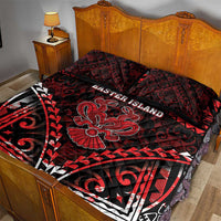 Easter Island Quilt Bed Set Polynesian Pattern Emblem