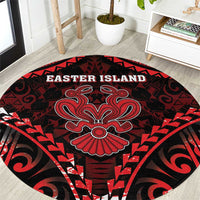 Easter Island Round Carpet Polynesian Pattern Emblem LT05 Black - Polynesian Pride