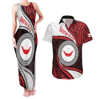 Easter Island Couples Matching Tank Maxi Dress and Hawaiian Shirt Moai Statues Polynesian Style