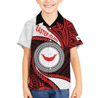 Easter Island Family Matching Long Sleeve Bodycon Dress and Hawaiian Shirt Moai Statues Polynesian Style LT05 Son's Shirt Red - Polynesian Pride