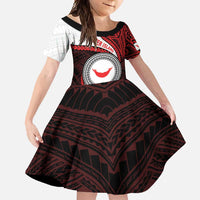 Easter Island Family Matching Mermaid Dress and Hawaiian Shirt Moai Statues Polynesian Style LT05 Daughter's Dress Red - Polynesian Pride