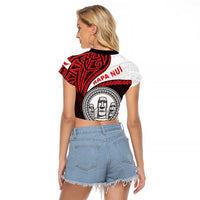 Easter Island Raglan Cropped T Shirt Moai Statues Polynesian Style