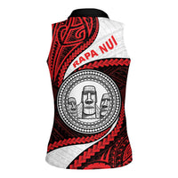 Easter Island Women Sleeveless Polo Shirt Moai Statues Polynesian Style