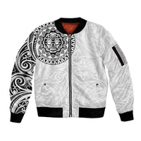 New Zealand Aotearoa Sleeve Zip Bomber Jacket Maori Te Mata O Rongokako
