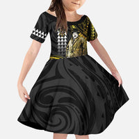 Hawaii Kuhio The Citizen Prince Family Matching Mermaid Dress and Hawaiian Shirt Gold Polynesian Tribal Tattoo LT05 Daughter's Dress Gold - Polynesian Pride