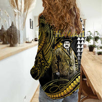 Hawaii Kuhio The Citizen Prince Women Casual Shirt Gold Polynesian Tribal Tattoo
