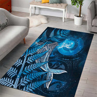 New Zealand Matariki Area Rug Maori Koru With Humpback Whale Blue LT05 - Polynesian Pride