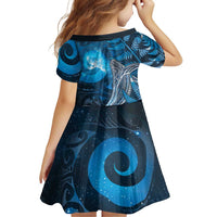 New Zealand Matariki Family Matching Summer Maxi Dress and Hawaiian Shirt Maori Koru With Humpback Whale Blue