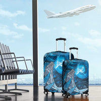 New Zealand Matariki Luggage Cover Maori Koru With Humpback Whale Blue LT05 - Polynesian Pride