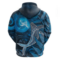 New Zealand Matariki Zip Hoodie Maori Koru With Humpback Whale Blue LT05 - Polynesian Pride