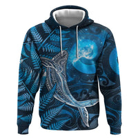 New Zealand Matariki Zip Hoodie Maori Koru With Humpback Whale Blue LT05 Pullover Hoodie Blue - Polynesian Pride