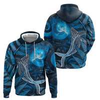 New Zealand Matariki Zip Hoodie Maori Koru With Humpback Whale Blue LT05 - Polynesian Pride
