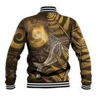 New Zealand Matariki Baseball Jacket Maori Koru With Humpback Whale Gold LT05 - Polynesian Pride