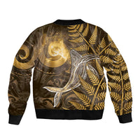 New Zealand Matariki Bomber Jacket Maori Koru With Humpback Whale Gold LT05 - Polynesian Pride