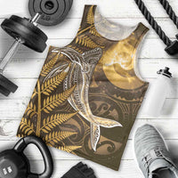 New Zealand Matariki Men Tank Top Maori Koru With Humpback Whale Gold LT05 - Polynesian Pride