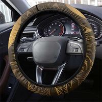 New Zealand Matariki Steering Wheel Cover Maori Koru With Humpback Whale Gold LT05 - Polynesian Pride