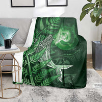 New Zealand Matariki Blanket Maori Koru With Humpback Whale Green LT05 - Polynesian Pride